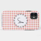 Coral Gingham Check 'Monogram' iPhone 5 hoesje (Achterkant (horizontaal))