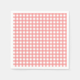 Coral Gingham Papieren servetten