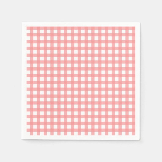 Coral Gingham Papieren servetten (Voorkant)