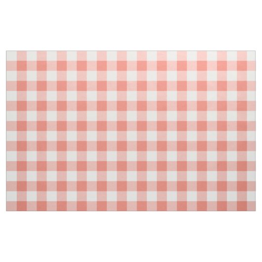 Coral Gingham Pattern Fabric Stof (Yard (91,4 cm))