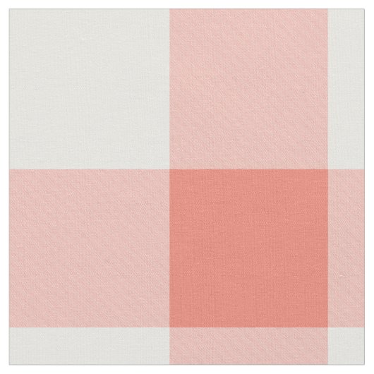 Coral Gingham Pattern Fabric Stof (Close Up)