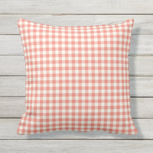 Coral Gingham Pattern Kussens