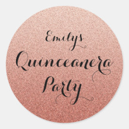Coral Glitter Faux Ombre Quinceanera Sticker