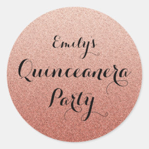 Coral Glitter Faux Ombre Quinceanera Sticker