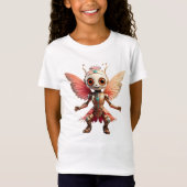 Coral Gold Cute Dancing Robot Pixie T-shirt (Voorkant)