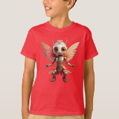 Coral Gold Cute Dancing Robot Pixie T-shirt (Voorkant)