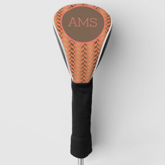 Coral Gold Herringbone Monogram Golfheadcover (Voorkant)