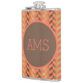 Coral & Gold Herringbone Monogram Heupfles (Links)