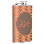 Coral & Gold Herringbone Monogram Heupfles (Rechts)