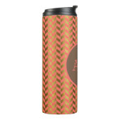 Coral & Gold Herringbone Monogram Thermosbeker (Gedraaid links)