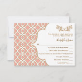 Coral Gold Marokkaanse bruiloft RSVP Respons Kaart (Voorkant)