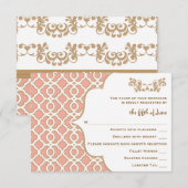 Coral Gold Marokkaanse bruiloft RSVP Respons Kaart (Voorkant / Achterkant)