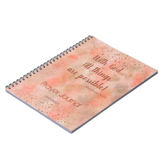 Coral Gold Mist Bijbel Verse gepersonaliseerd gebe Notitieboek (Linkerzijde)
