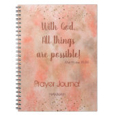 Coral Gold Mist Bijbel Verse gepersonaliseerd gebe Notitieboek (Voorkant)