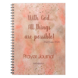 Coral Gold Mist Bijbel Verse gepersonaliseerd gebe Notitieboek