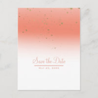 Coral Gold Modern Glam Chic Wedding Save the Date