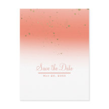 Coral Gold Modern Glam Chic Wedding Save the Date