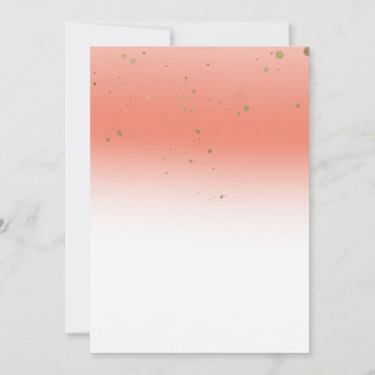 Coral & Gold Modern Glam Confetti Verjaardagsfeest Kaart (Achterkant)