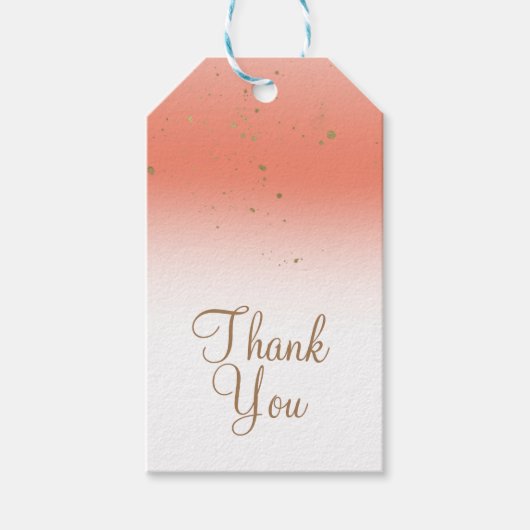 Coral & Gold Modern Glam Vrijgezellenfeest Party Cadeaulabel (Voorkant)