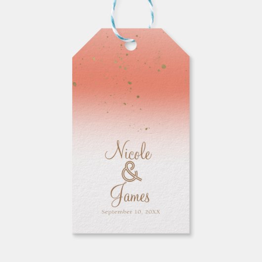 Coral & Gold Modern Glam Vrijgezellenfeest Party Cadeaulabel (Achterkant)