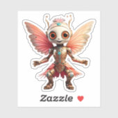 Coral Gold Schattige Dansende Robot Pixie Sticker (Vel)