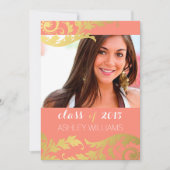 Coral Gold Swirls Foto Afstuderen kondiging Kaart (Voorkant)