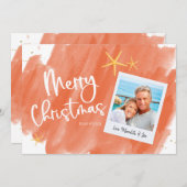 Coral & Gold Tropische Waterverf kerstkaart (Voorkant / Achterkant)