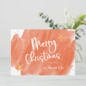 Coral & Gold Tropische Waterverf kerstkaart (Staand voorkant)