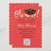 Coral Golden Confetti Afstuderen QR-code Kaart (Voorkant / Achterkant)