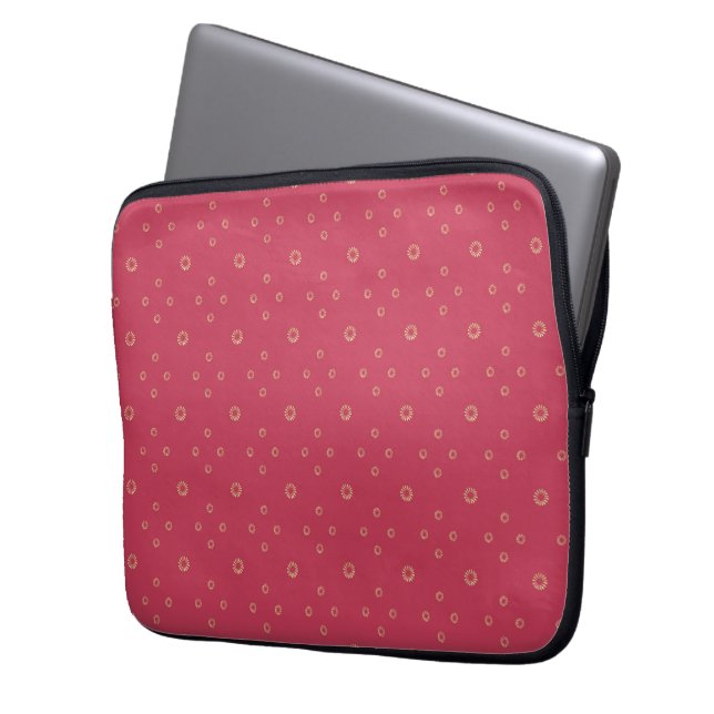 Coral | Golden Zinnia Sun Laptop Sleeve (Voorkant Links)
