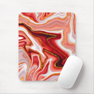 Coral Goud Abstract Marmer Vloeibare Kunst Muismat