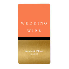 Coral Goud & Zwart Modern Glam Chic Wijnlabel Etiket