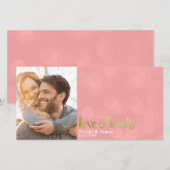 Coral Gouden Trouwfoto Liefde & Dank Bedankt (Voorkant / Achterkant)