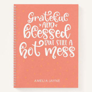 Coral Grateful and Blessed Gratitude Journal Notitieboek
