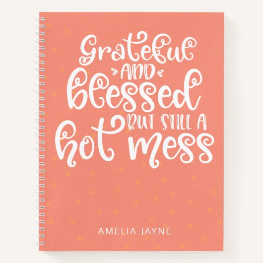 Coral Grateful and Blessed Gratitude Journal Notitieboek (Voorkant)