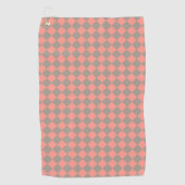Coral Gray Checker Diamond Pattern Golfhanddoek (Voorkant)