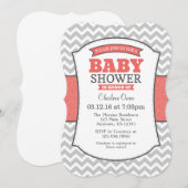 Coral Gray Chevron Baby shower Kaart (Voorkant / Achterkant)