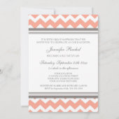 Coral Gray Chevron Bat Mitzvah Invitaties Kaart (Achterkant)