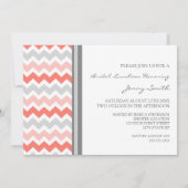 Coral Gray Chevron Bridal Lunch Invitation Cards Kaart (Achterkant)