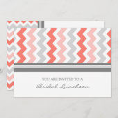 Coral Gray Chevron Bridal Lunch Invitation Cards Kaart (Voorkant / Achterkant)