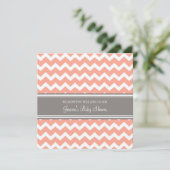 Coral Gray Chevron Custom Baby Shower Invitations Kaart (Staand voorkant)