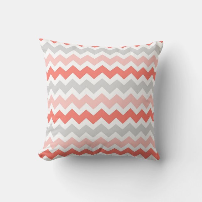 Coral Gray Chevron Decoratief Pillow Kussen (Voorkant)