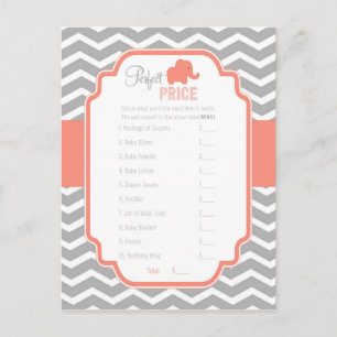 Coral Gray Chevron Elephant Perfect Price Game Briefkaart