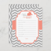 Coral Gray Chevron Elephant Wishes for Baby Kaart (Voorkant / Achterkant)
