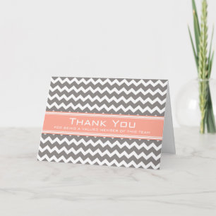Coral Gray Chevron Employee Appreciation Card Bedankkaart