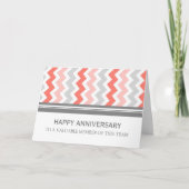 Coral Gray Chevron Jubileum Kaart (Voorkant)