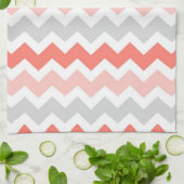 Coral Gray Chevron Kitchen Cloth Towel Theedoek (Gevouwen)