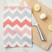 Coral Gray Chevron Kitchen Cloth Towel Theedoek (Quarter Fold)