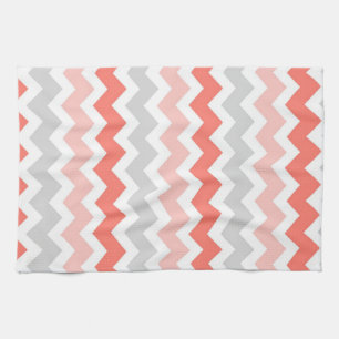 Coral Gray Chevron Kitchen Cloth Towel Theedoek