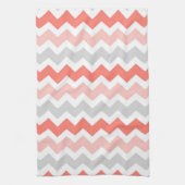 Coral Gray Chevron Kitchen Cloth Towel Theedoek (Verticaal)